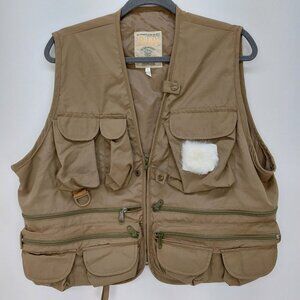 Dio Men's Fishing Vest With Pockets & Zippers Khaki Size L Sportsman
